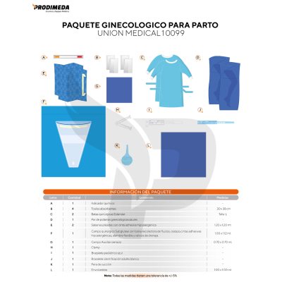 PAQUETE GINECOLOGICO PARA PARTO UNION MEDICAL10099