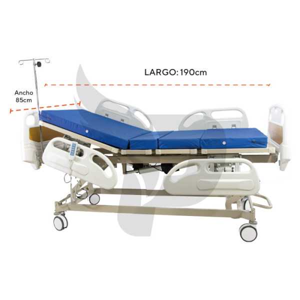 CAMA HOSPITALARIA MANUAL 3 POSICIONES FS 3031W CON PORTA SUERO Y COLCHON