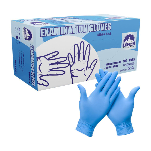 GUANTE PROTECCION DE NITRILO AZUL X 100