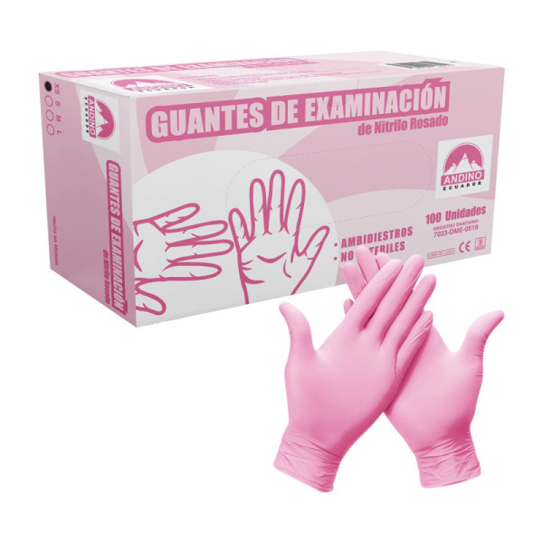 GUANTE PROTECCION DE NITRILO ROSADO X 100