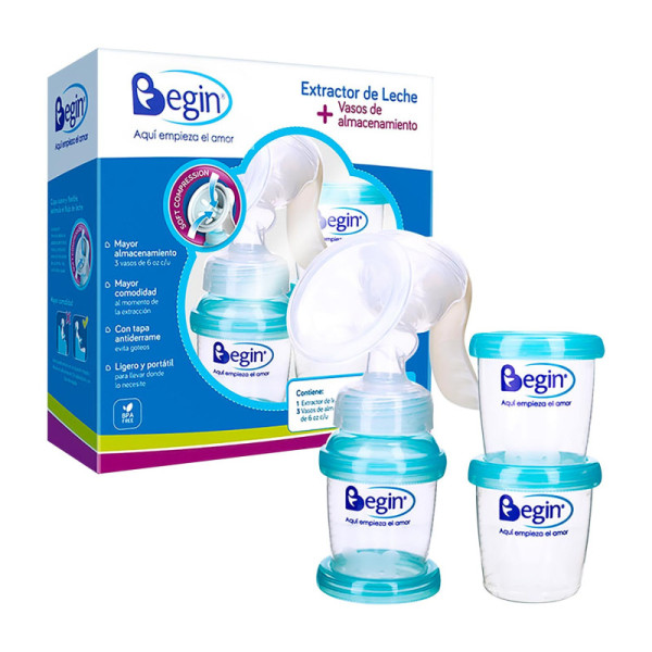 EXTRACTORA DE LECHE C/VASOS ALMACENAMIENTO BEGIN