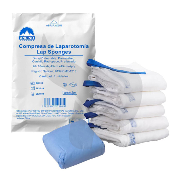 COMPRESA DE GASA 45X45 ESTERIL C/HILO RADIOPACO ANDINO