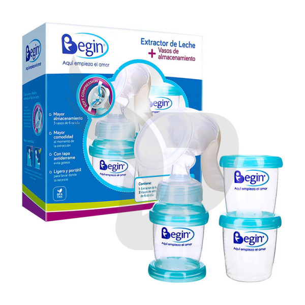 EXTRACTORA DE LECHE C/VASOS ALMACENAMIENTO BEGIN